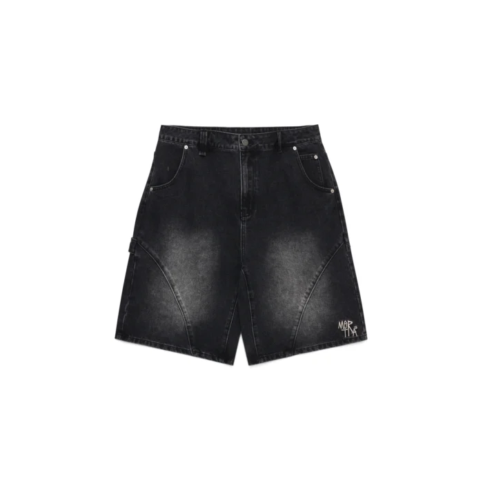 Mertra Arc Jorts Vintage Black – wide leg denim shorts with vintage wash