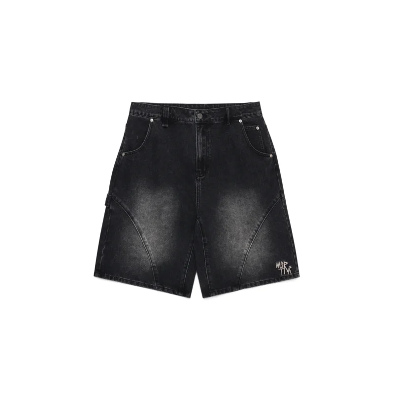Mertra Arc Jorts Vintage Black – wide leg denim shorts with vintage wash