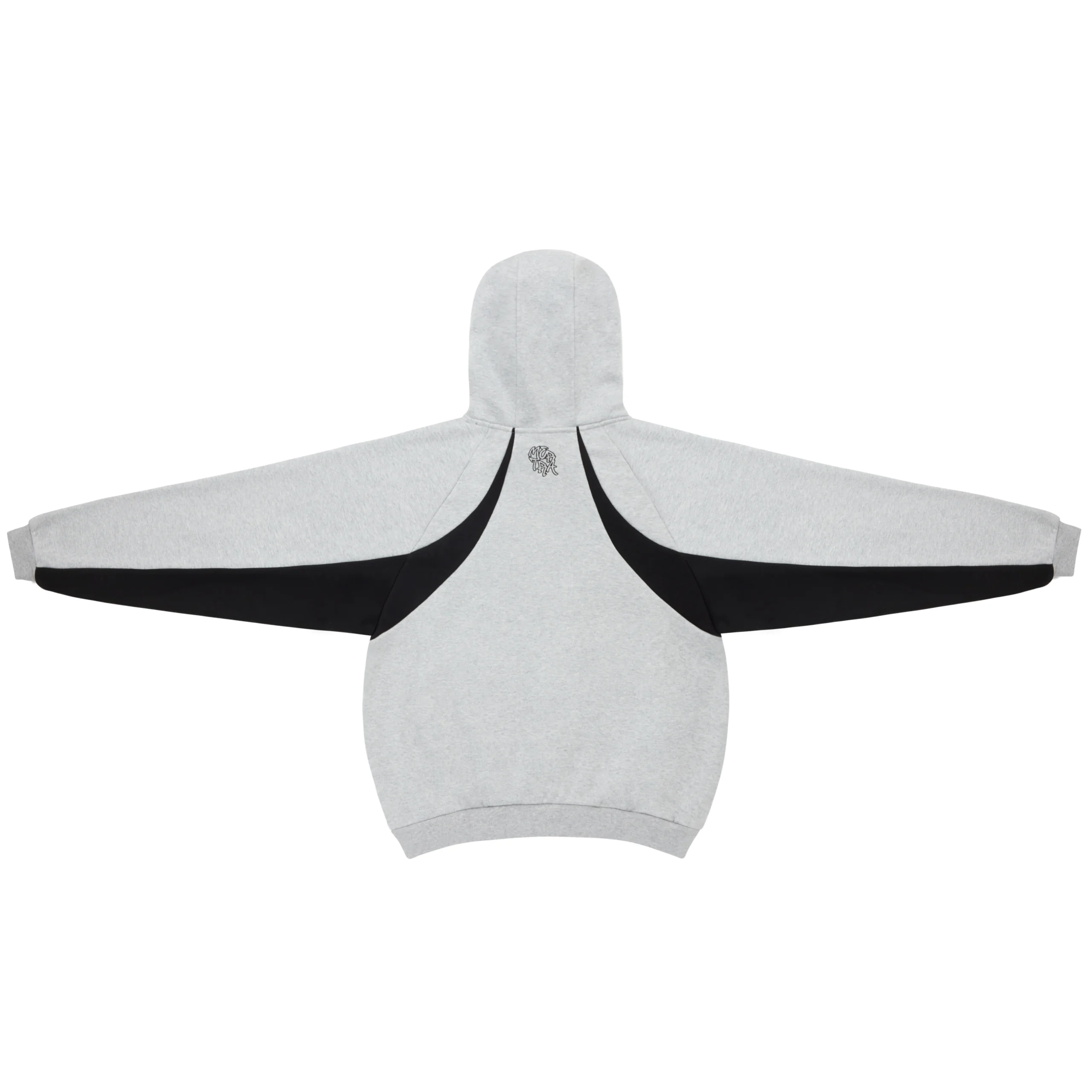 Bigstep Hood (Grey Black) 2 Grey and black color block Mertra hoodie with embroidered logo