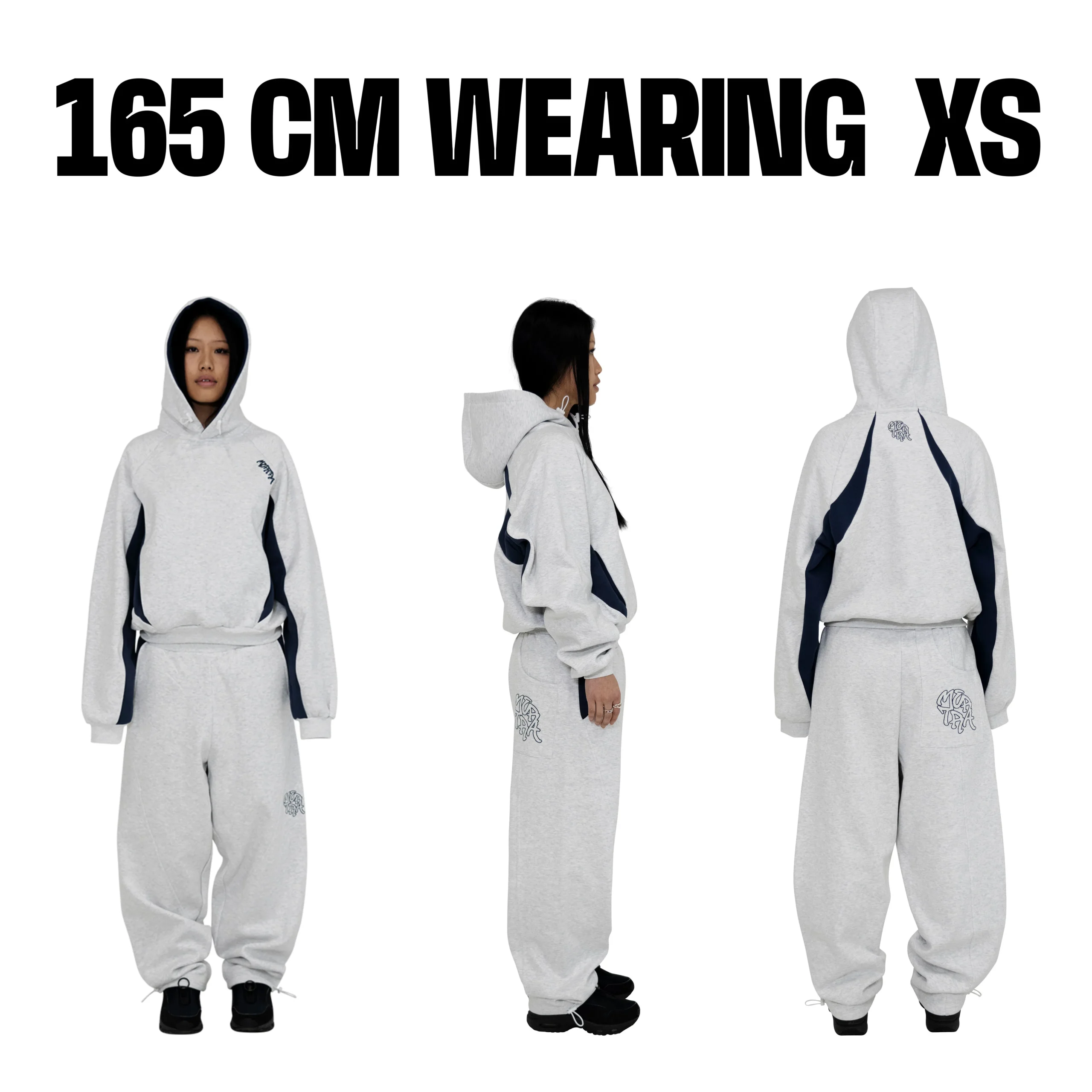 Bigstep Hood (Grey Navy)4 Premium oversized Mertra hoodie with soft brushed lining
