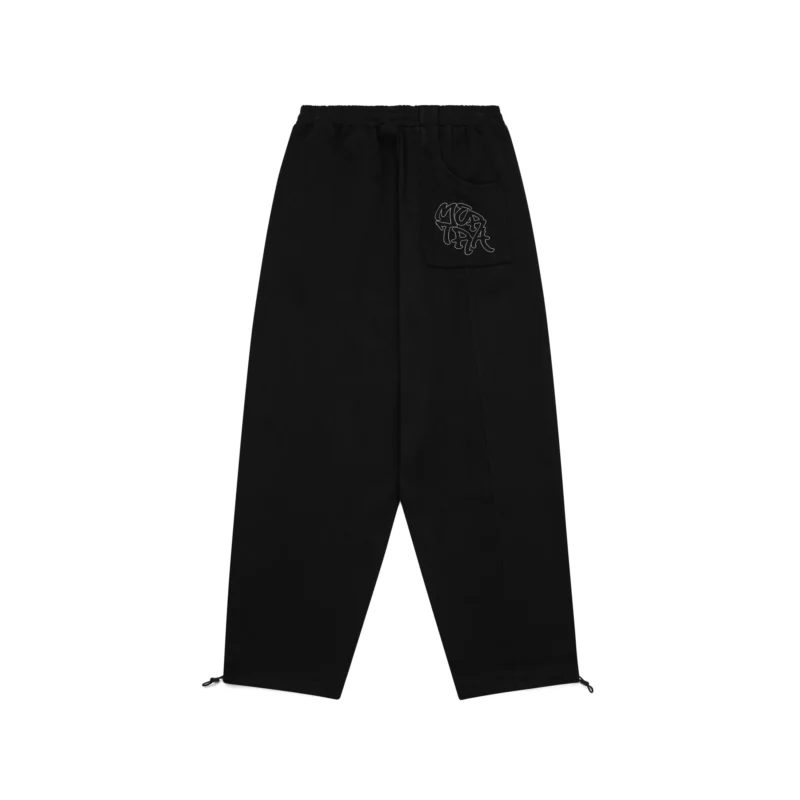 Black and grey Mertra Bigstep Joggers with embroidered graphics