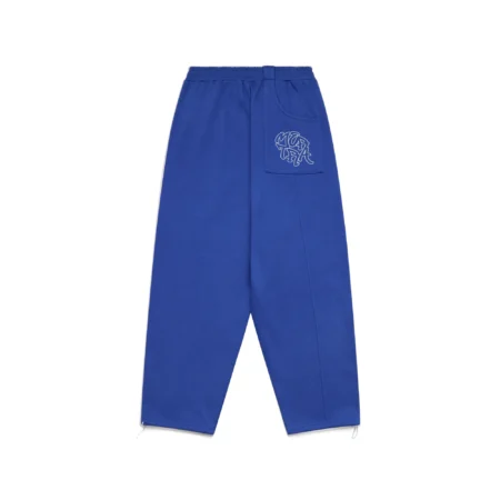 Blue and white Mertra Bigstep Joggers with embroidered graphics