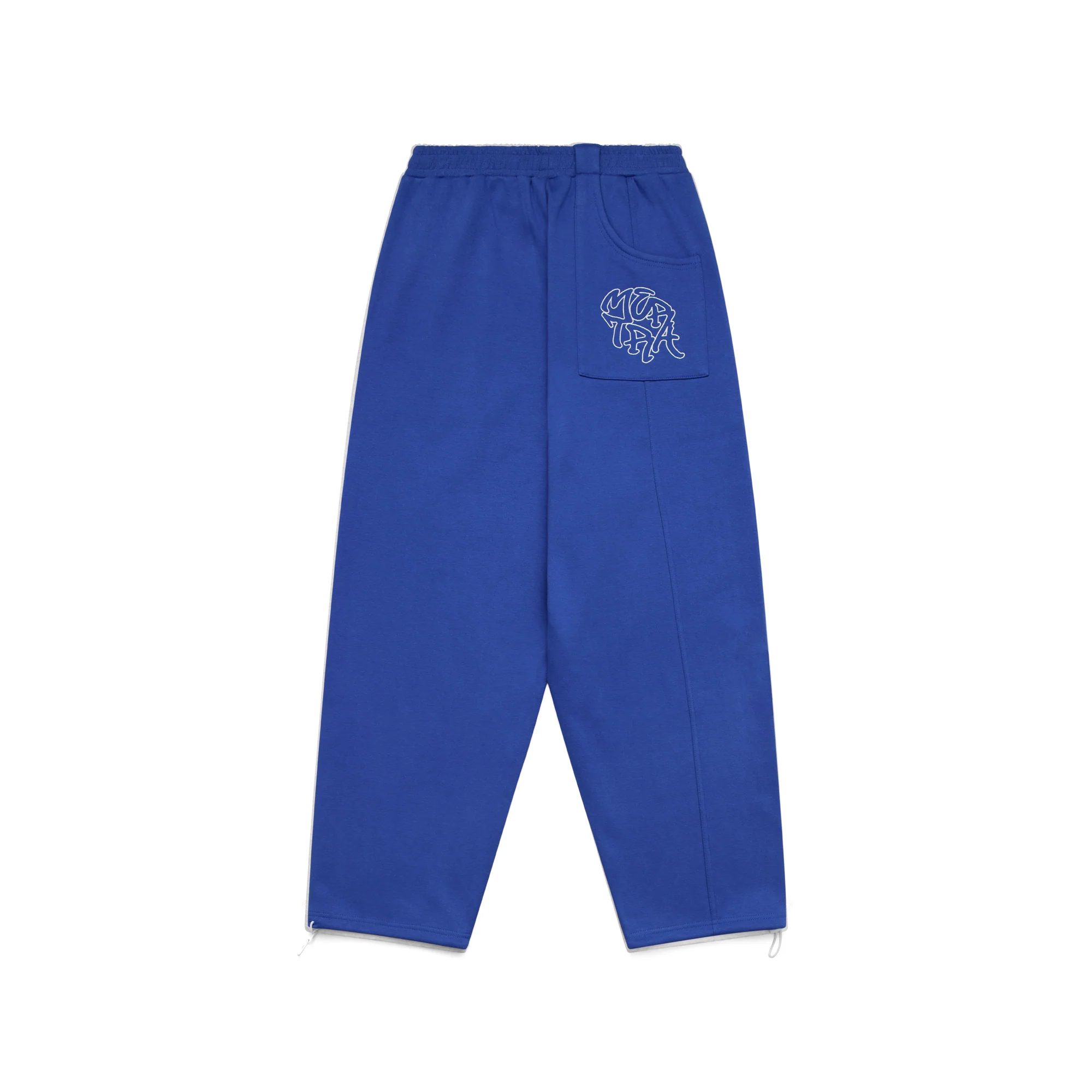 Bigstep Joggers (Blue White)2 Blue and white Mertra Bigstep Joggers with embroidered graphics